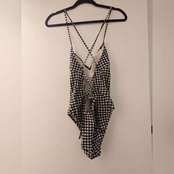 NWOT J. Crew One-Piece Swimsuit Black & White Gingham Check Size 4 - Picture 4 of 5